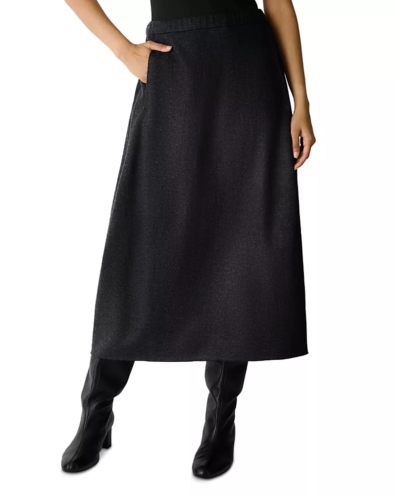 Eileen Fisher Melange Wool Jersey Lantern Skirt