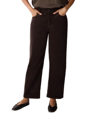 High Rise Straight Corduroy Ankle Jeans in Coffee