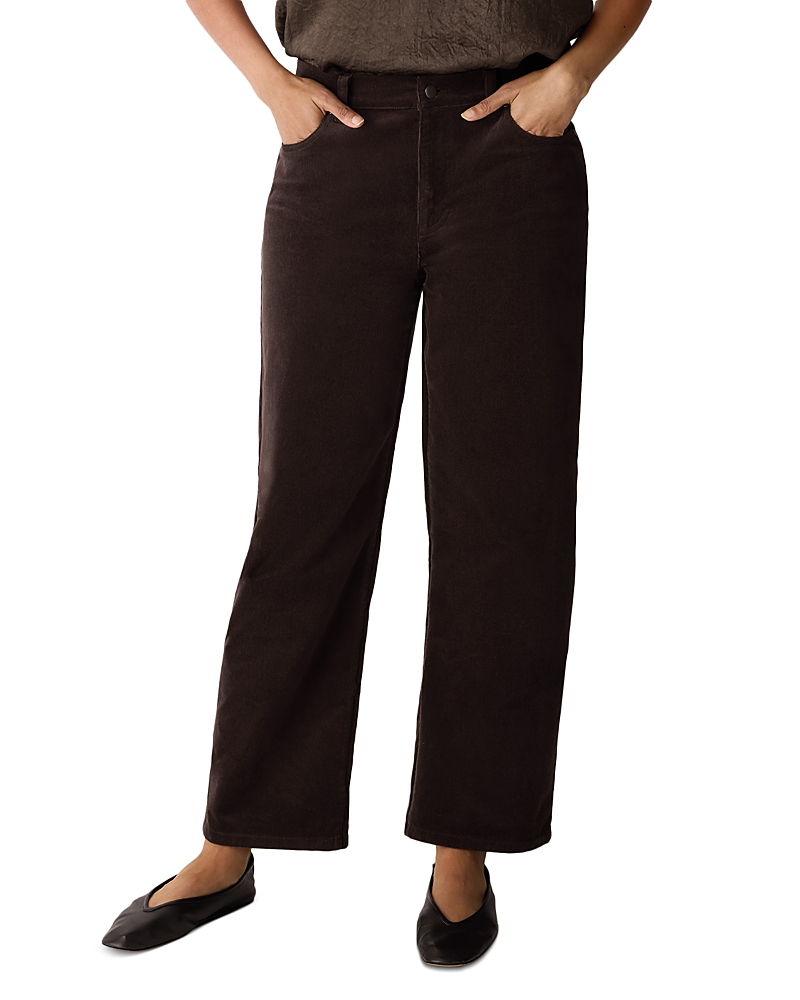 Eileen Fisher High Rise Straight Corduroy Ankle Jeans in Coffee