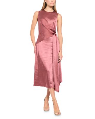 Sleeveless Satin Draped Dress