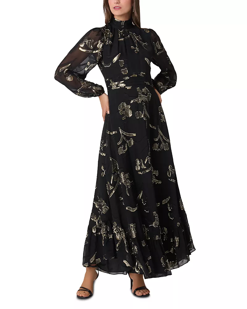 Shoshanna Langdon Metallic Floral Maxi Dress