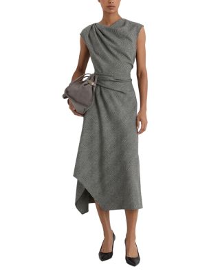 Petite Clara Asymmetric Draped Midi Dress