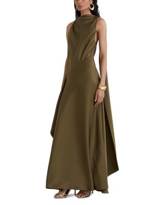 Sabine Satin Cape Maxi Dress