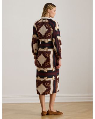 Equestrian Print Twill Midi Shirt Dress - thumbnail 3