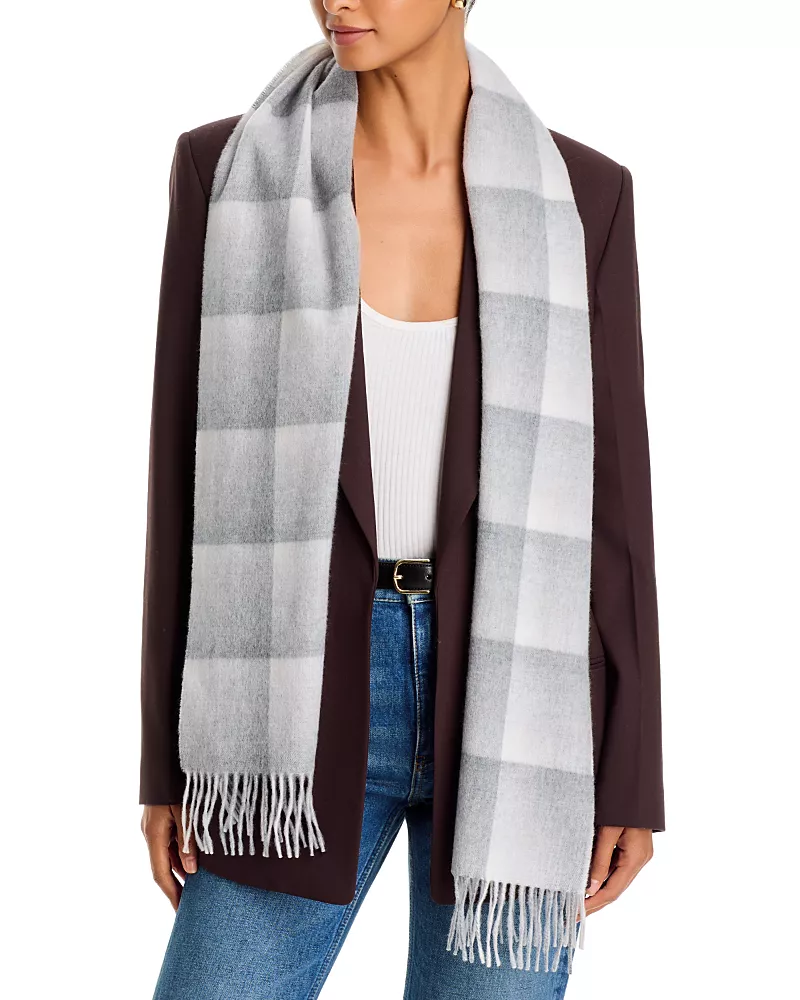 Amicale Ombre Plaid Cashmere Scarf