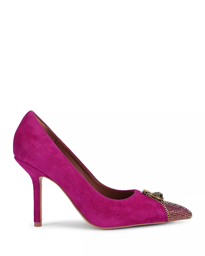 Kurt Geiger London Women's Zip Court Crystal Embellished Suede Pumps