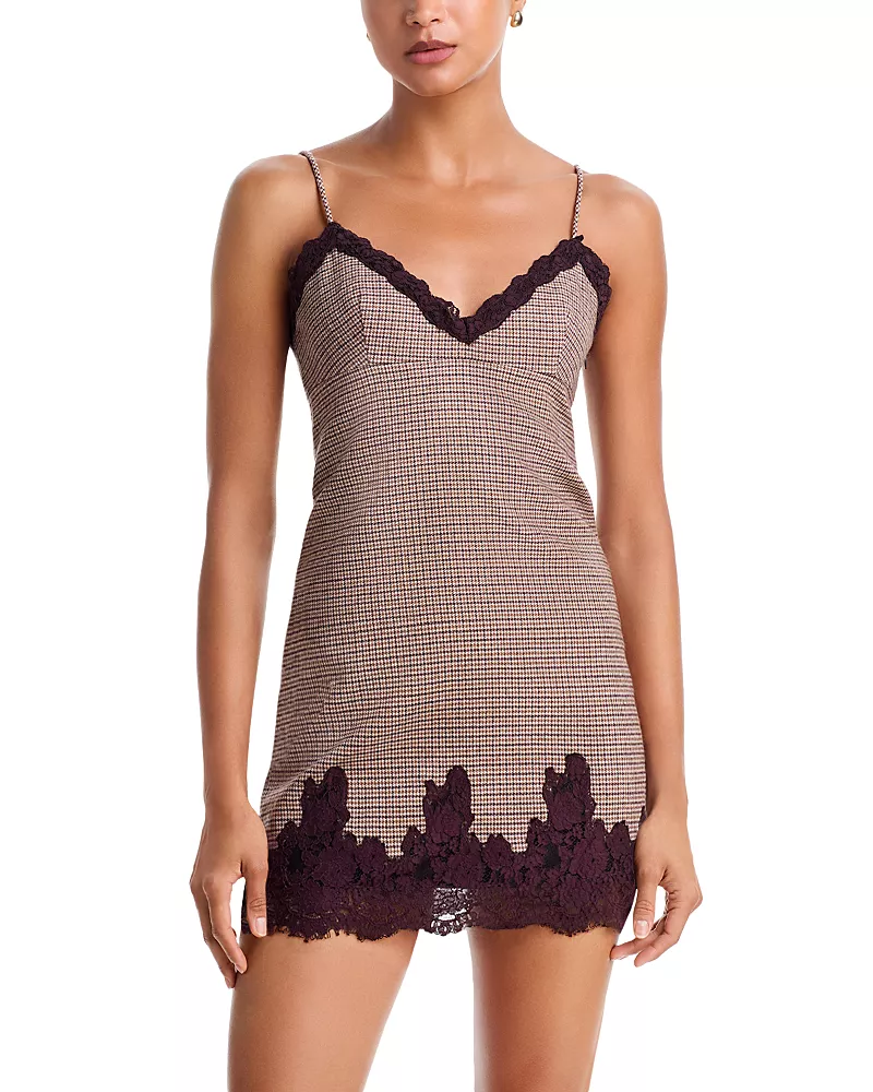 LoveShackFancy Iliona Lace Trim Sleeveless Mini Dress