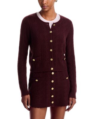 Loveshackfancy Eugenie Wool & Cashmere Cable Knit Cardigan Sweater In Burgundy