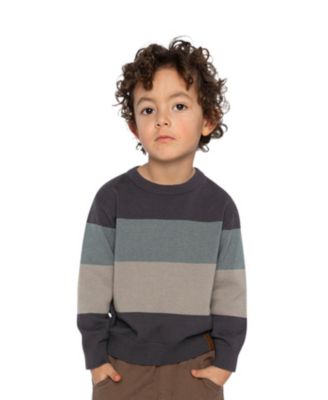 Boys' Colorblock Knit Ribbed Cuffs Crew Neck Sweater - Little Kid, Big Kid