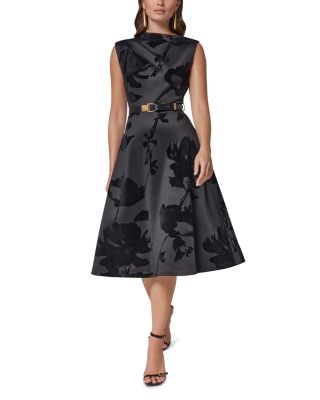 Flocked Scuba Belted Dress