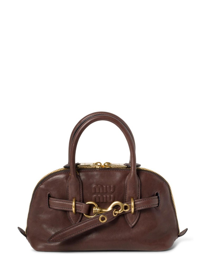 Miu Miu Aventure Nappa Leather Top-handle Bag in Briarwood