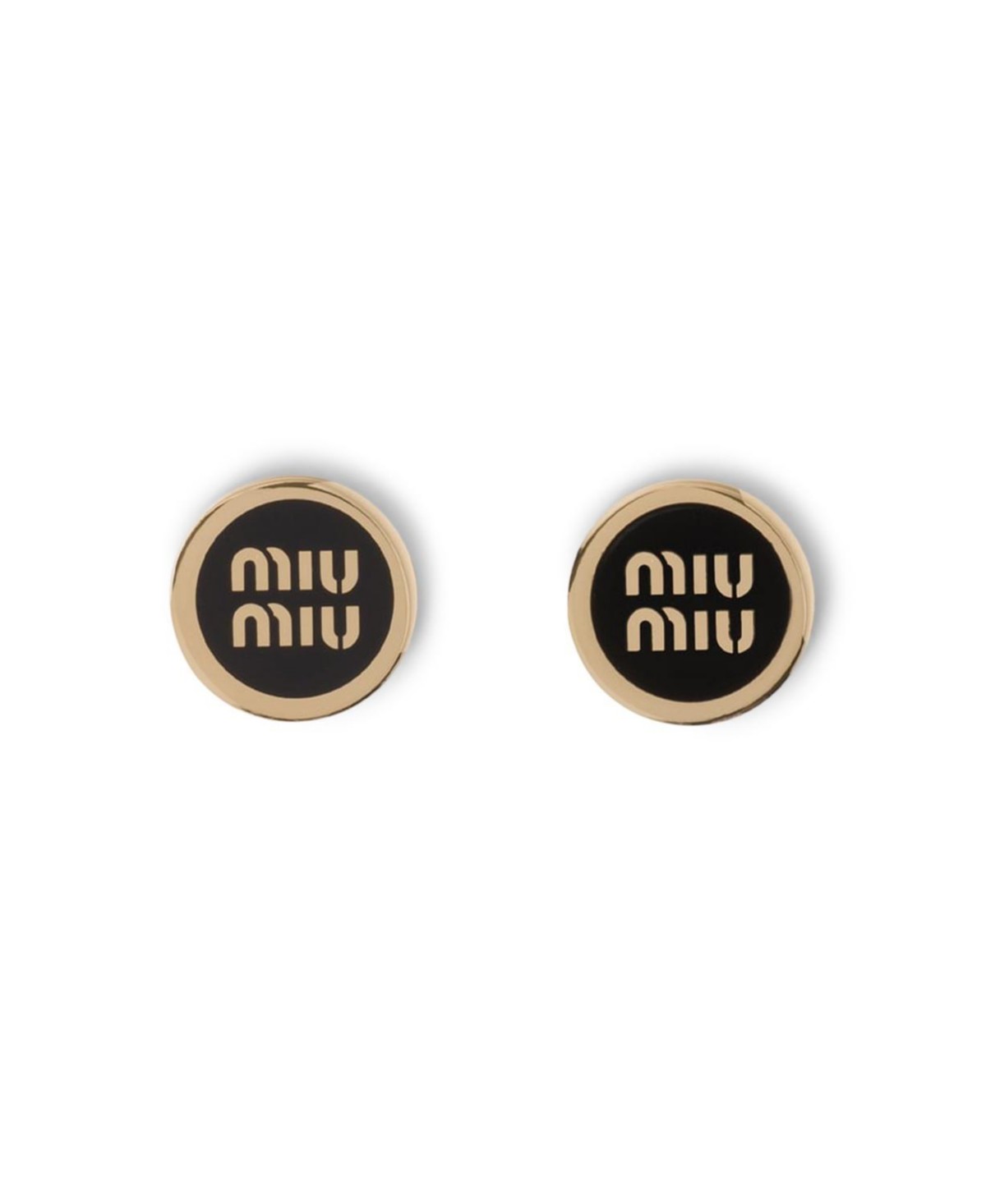 Miu Miu Enameled Metal Earrings in Black