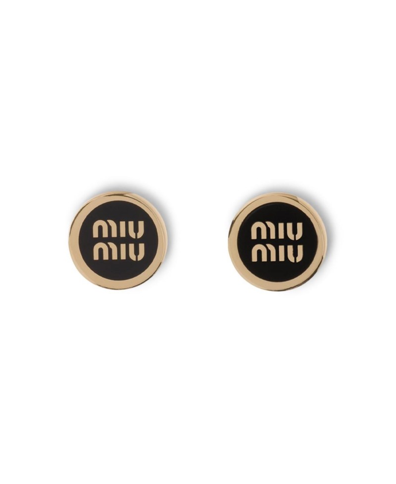 Miu Miu Enameled Metal Earrings in Black