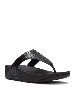 Women's Lulu Croc Embossed Leather Sandals