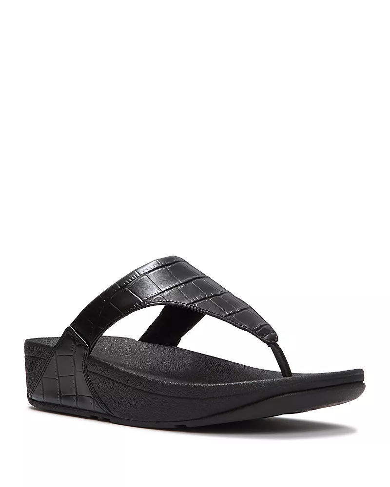 FitFlop Women's Lulu Croc Embossed Leather Sandals