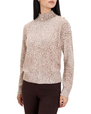 Cheetah Print Mock Neck Sweater