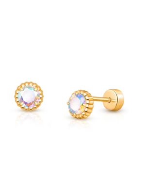 Girls' 14K on Titanium Shimmering Princess Stud Earrings - Baby, Little Kid, Big Kid