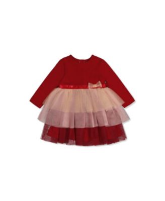  Girls' Bi-Material Bow Waist Glittering Skirt Dress - Little Kid
