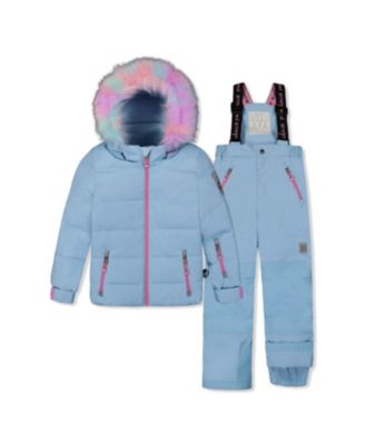 Girls' Play Faux Fur Hood Jacket & Reinforced Pant Two Piece Snowsuit - Little Kid, Big Kid