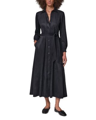 Faux Suede Belted Midi Dress
