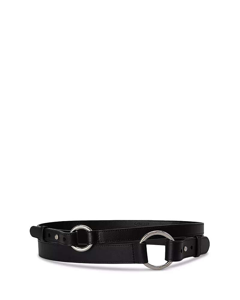 Lauren Ralph Lauren Leather O-Ring Stacked Wide Belt