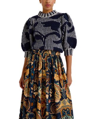 Gail Mixed Stitch Puffed Sleeve Sweater