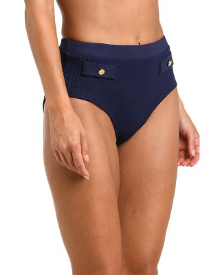 L'Agence Cable Knit Solids Coronado Mid Rise Bikini Bottom