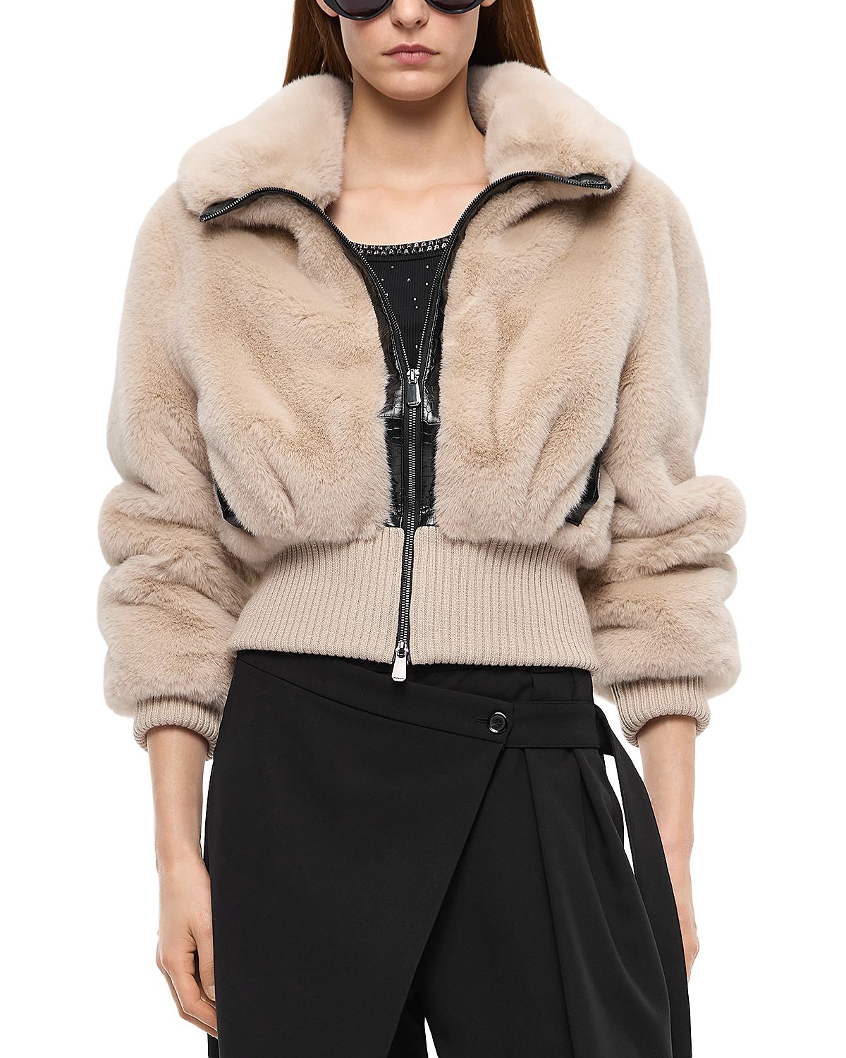 Pinko Bagels Faux Fur Bomber Jacket