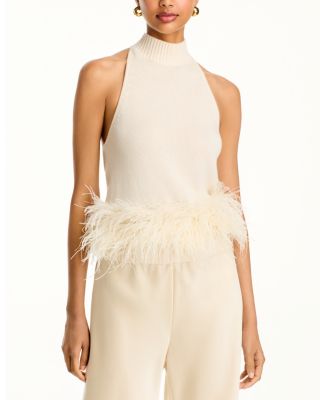 Kelly Feather Trim Halter Top