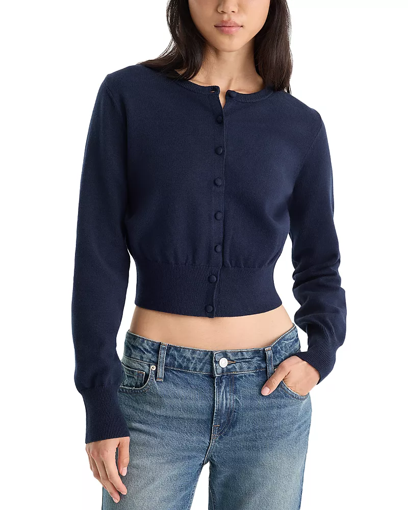 Good American The Fine Knit Cardigan Sweater
