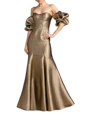 Metallic Off-the-Shoulder Mermaid Gown