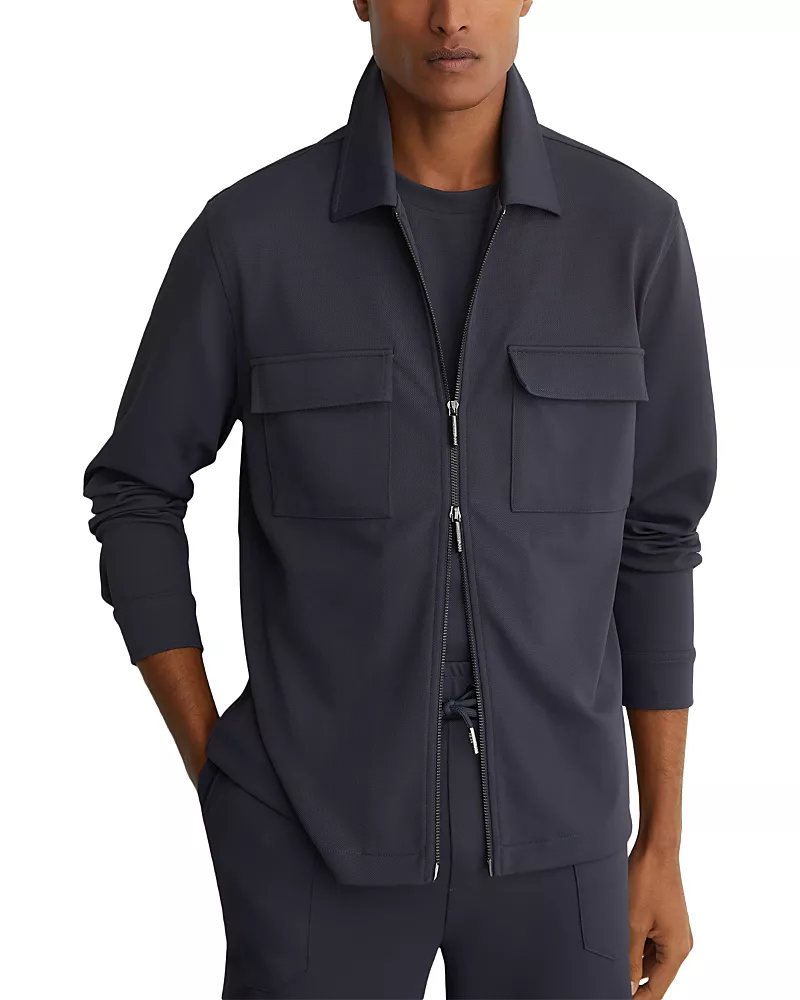 Reiss Glover Stretch Twill Zip Through Overshirt
