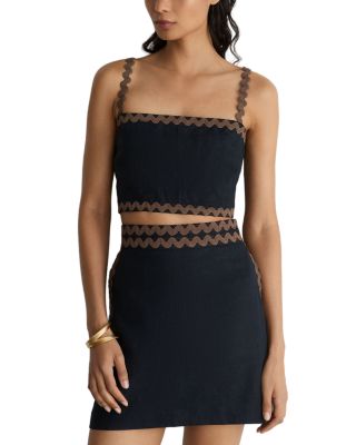Mila Linen Wave Trim Mini Skirt