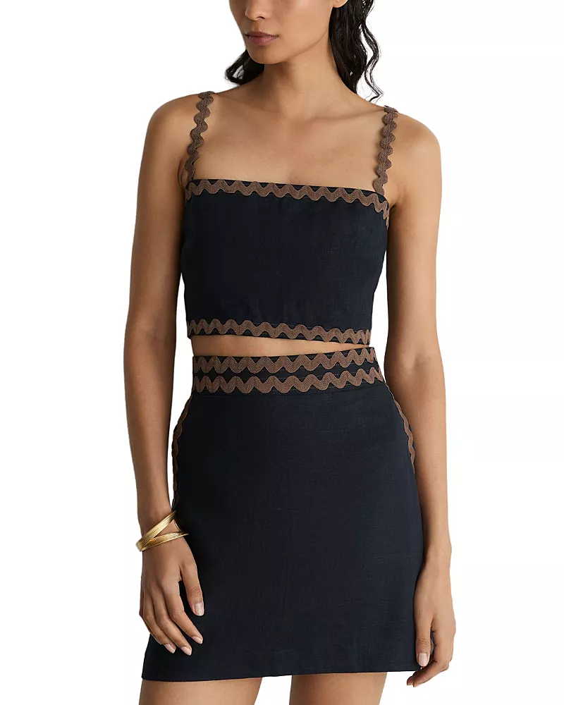 Reiss Mila Linen Wave Trim Mini Skirt
