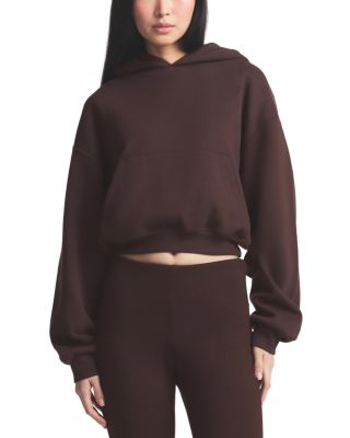 Cropped Cotton Blend Logo Hoodie
