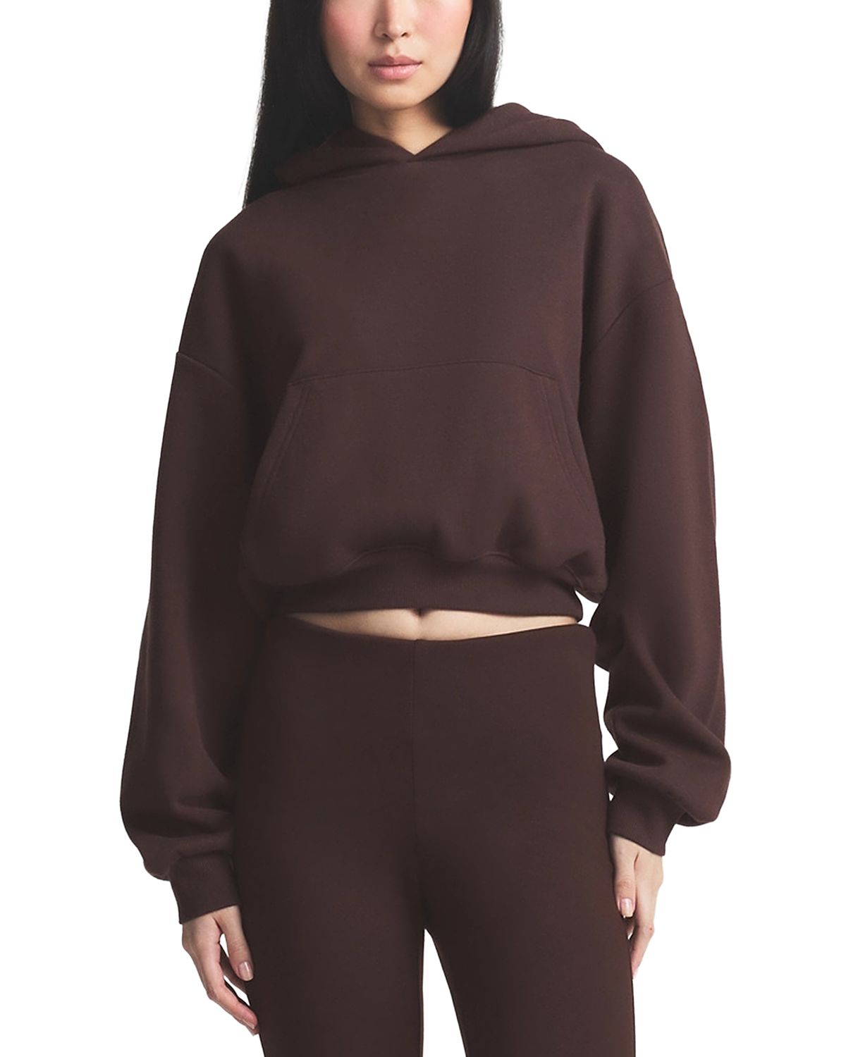 Skims Cropped Cotton Blend Logo Hoodie
