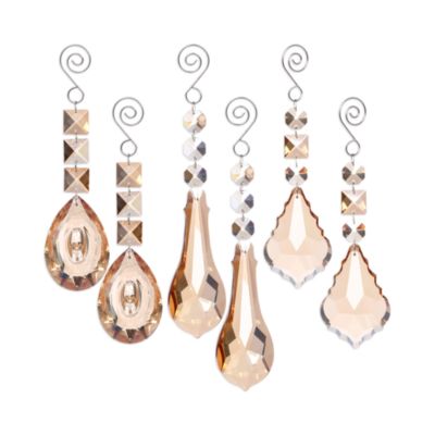 Crystal Drop Ornaments, Set of 6