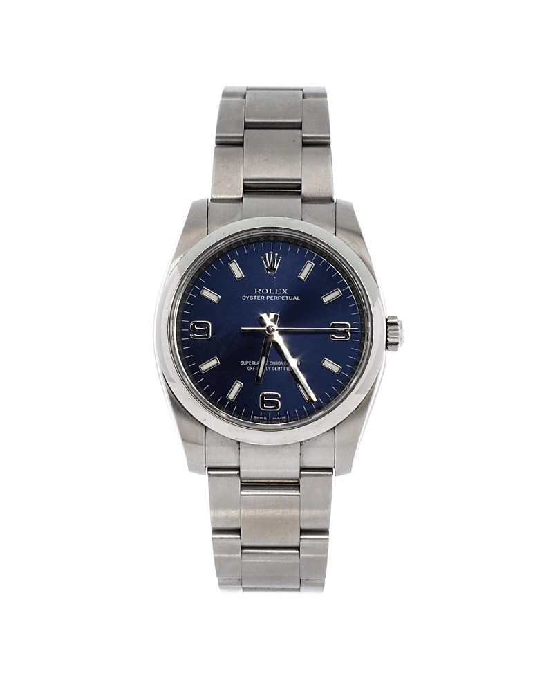 Pre-owned Pre-owned Rolex Rolex Oyster Perpetual Automatic Watch In Stainless Steel 34mm In Dial Color: Blue