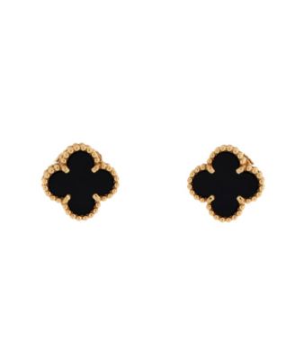  Sweet Alhambra Stud Earrings 18K Gold and Onyx
