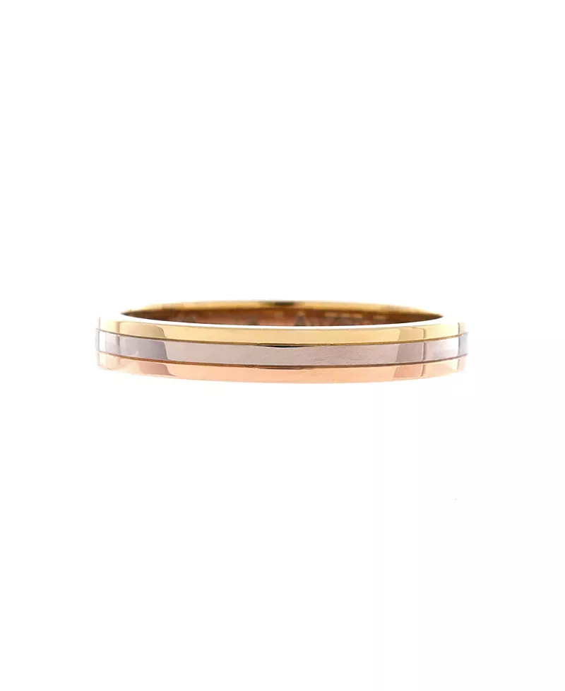 Pre-Owned Cartier 3.5mm Vendome Louis Cartier Wedding Band Ring 18K Tricolor Gold