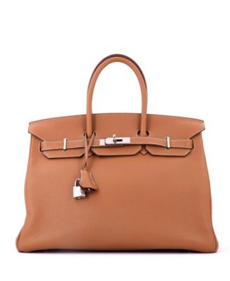 Birkin 35 Handbag Brown Togo with Palladium Hardware