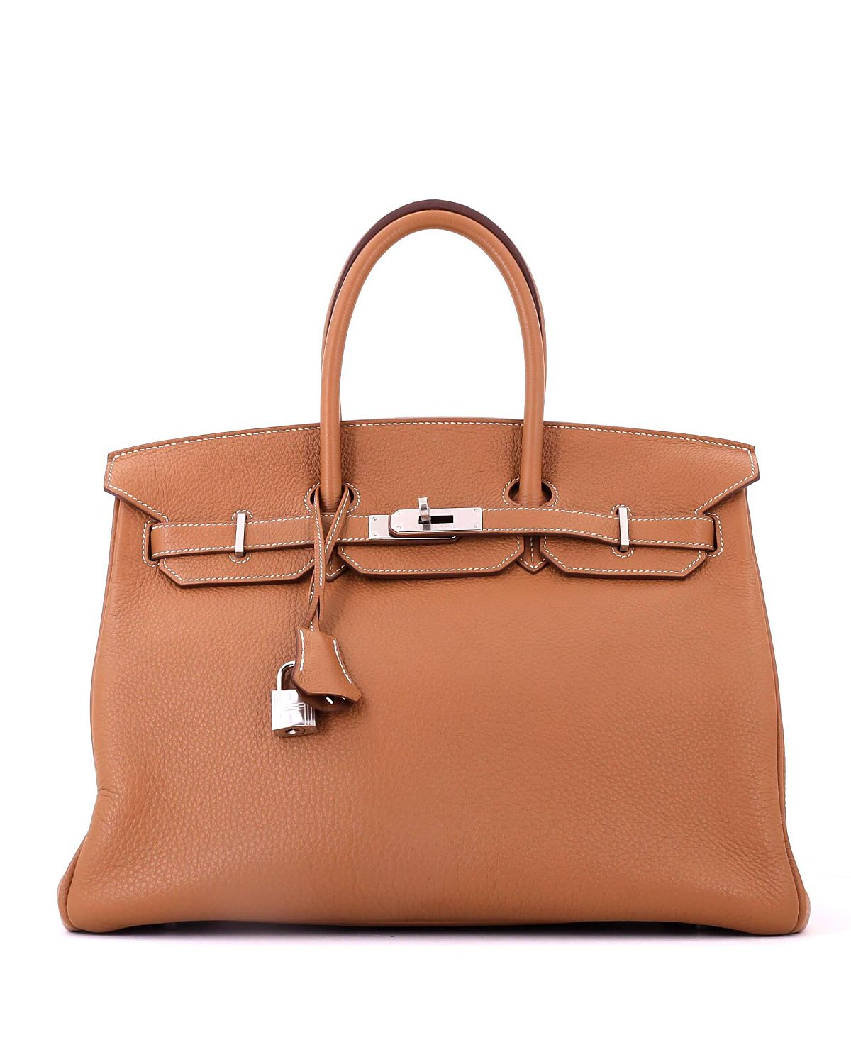 Pre-Owned HERMES Birkin 35 Handbag Brown Togo with Palladium Hardware