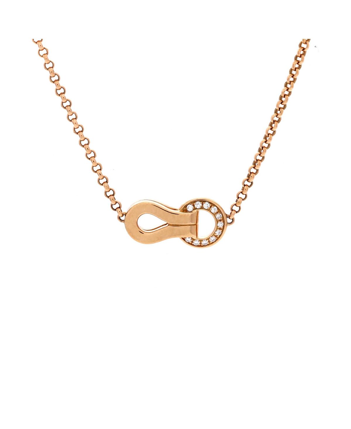 Pre-Owned Cartier Agrafe Pendant Necklace 18K Rose Gold with Diamonds, 17.25