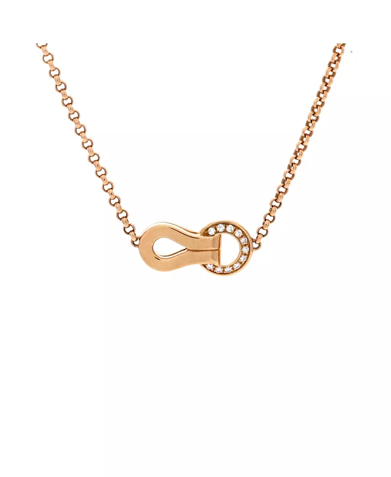 Pre-Owned Cartier Agrafe Pendant Necklace 18K Rose Gold with Diamonds, 17.25
