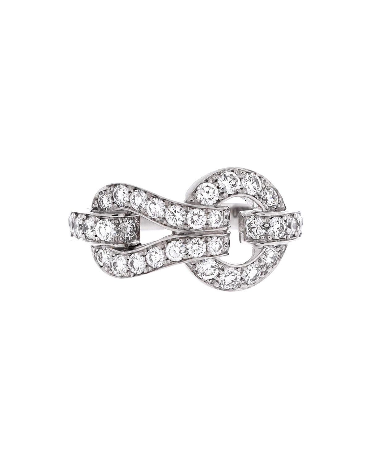 Pre-Owned Cartier Small Agrafe Ring 18K White Gold and Diamonds