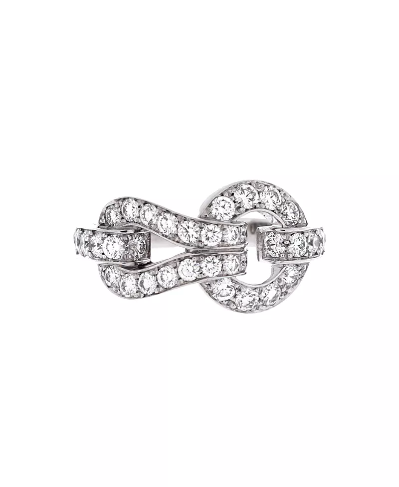 Pre-Owned Cartier Small Agrafe Ring 18K White Gold and Diamonds