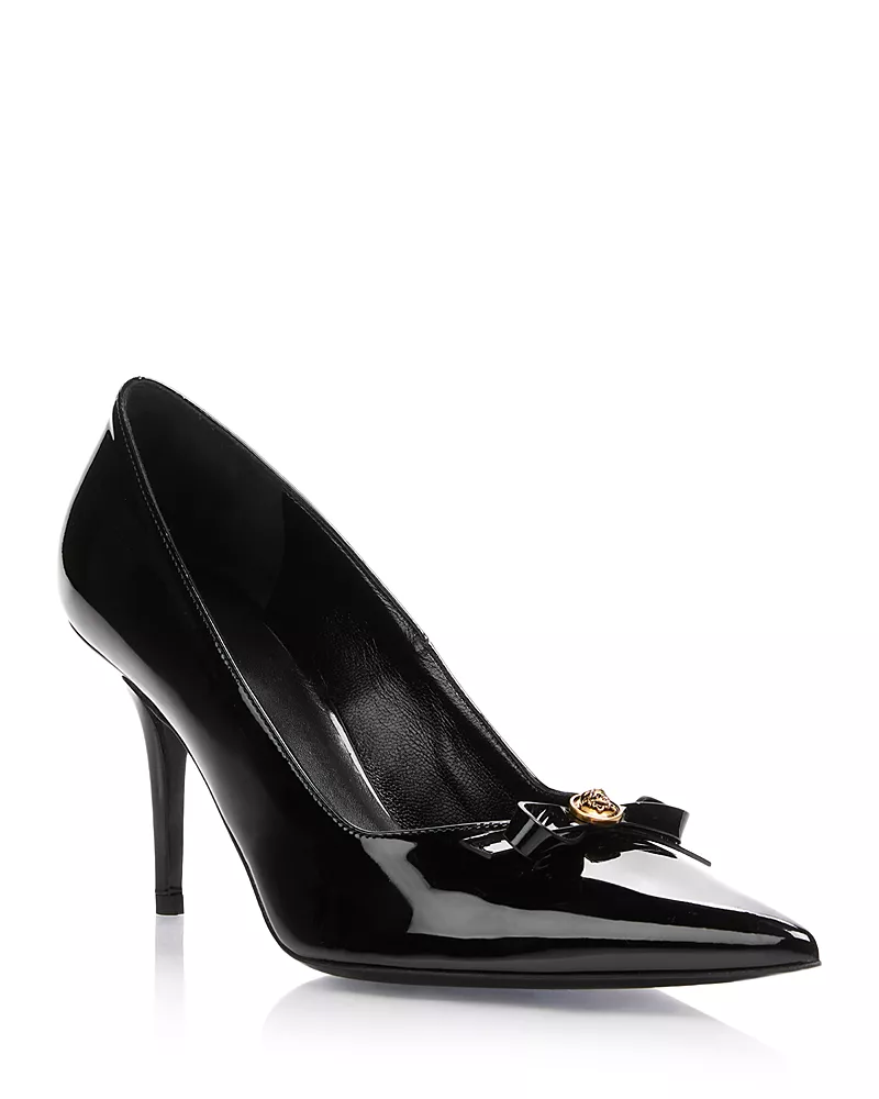 Versace Women's Gianni Ribbon Patent Leather Pumps