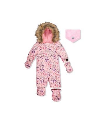  Unisex Play Mini Flower Faux Fur Hood Car Seat One Piece Snowsuit