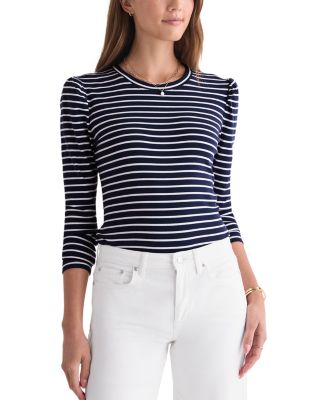 Cotton Stretch Puffed Shoulder Top