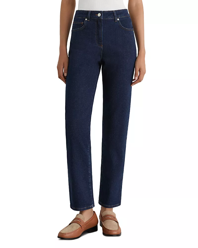 Reiss Mid Rise Slim Leg Jeans in Dark Blue